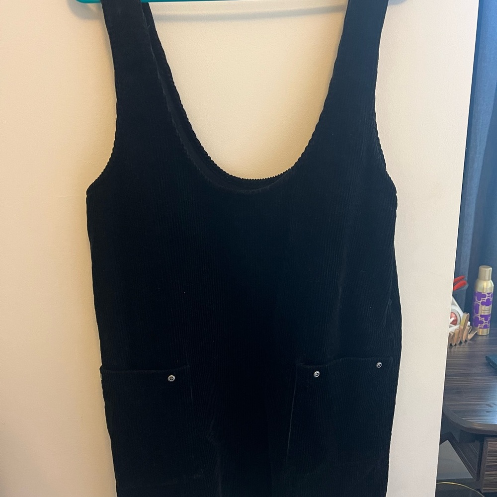 Black corduroy mini dress